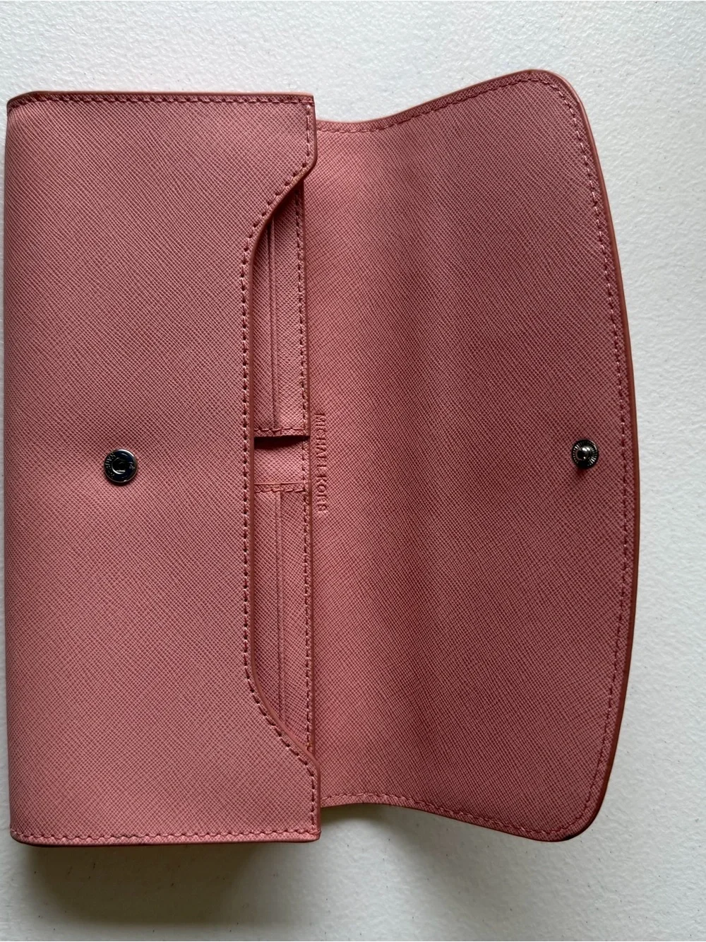 Michael Kors Juliana Saffiano Leather Large Flap Leather Wallet-Pale Pink